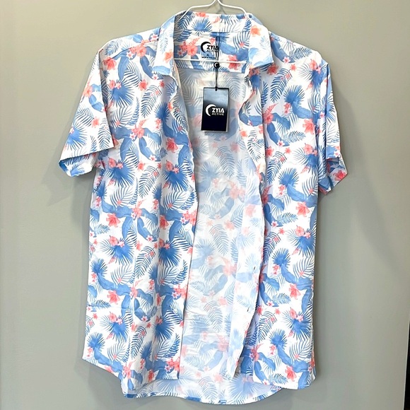 Men's ZYIA Hibiscus Prospect Buttondown Shirt-XL - Picture 4 of 11